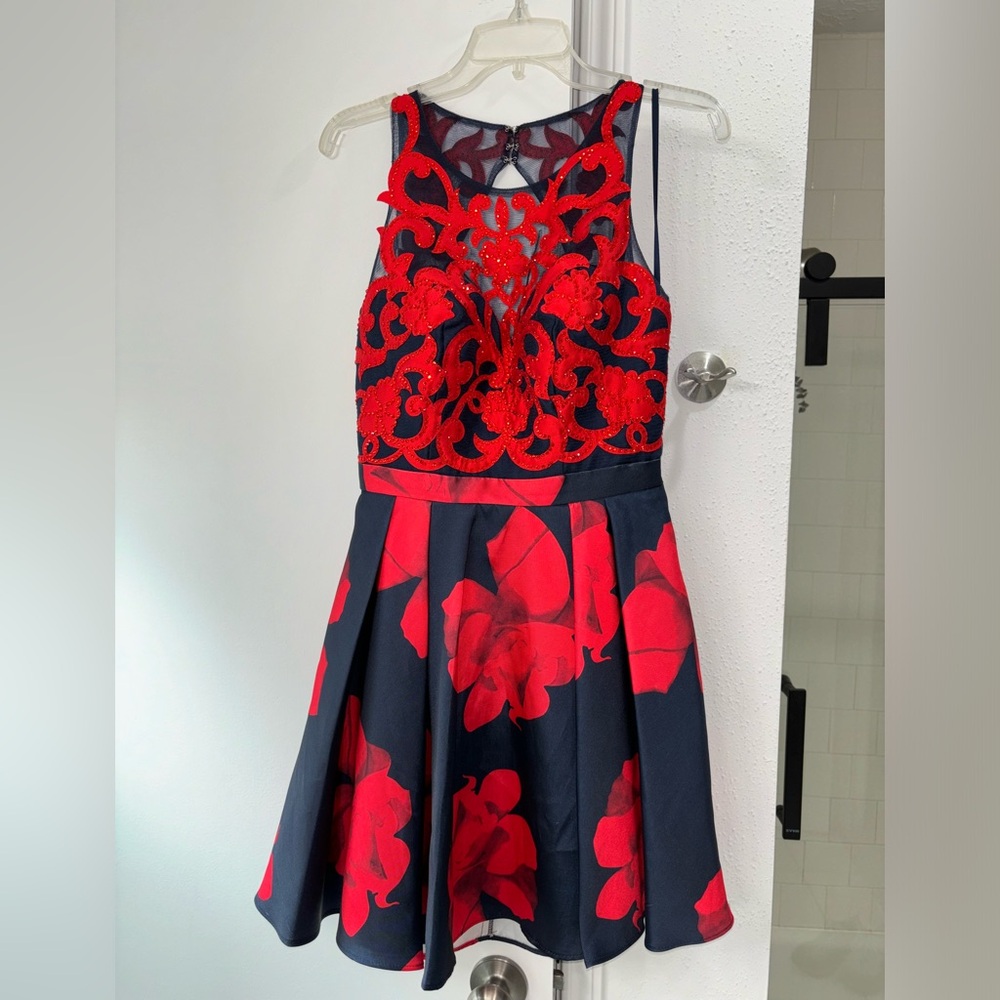 Red & Navy Formal dress